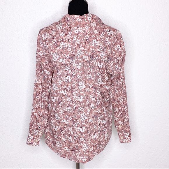 Anthropologie Pilcro Sasha pink floral button down shirt size Extra Small XS - Picture 3 of 15